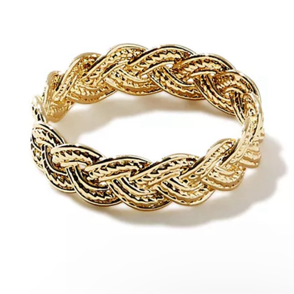 14k Gold Plated Braided Brass Ring, Hypoallergenic & Water-Resistant, Size 7